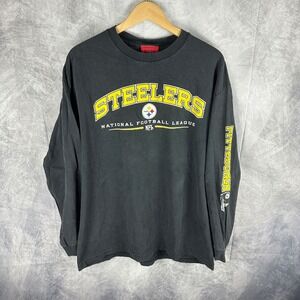 NFL Pittsburgh Steelers Long Sleeve T-Shirt Mens XL Black Vintage Graphic Cotton